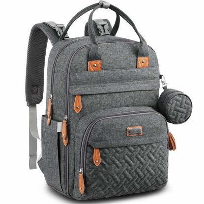 Picture of BabbleRoo Diaper Bag Backpack - Baby Essentials Travel Tote - Multi function Waterproof Diaper Bag, Travel Essentials Baby Bag with Changing Pad, Stroller Straps & Pacifier Case - Unisex, Dark Gray