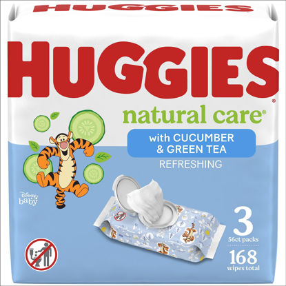 Picture of Huggies Natural Care Refreshing Baby Wipes, Hypoallergenic, Scented, 3 Flip-Top Packs (168 Wipes Total)