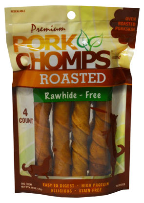 Picture of Pork Chomps Roasted Pork Skin Dog Chews, 6-inch Twists, 4 Count