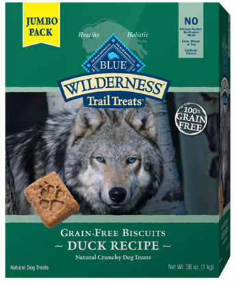 Picture of Blue Buffalo Wilderness Trail Treats High Protein Grain Free Crunchy Dog Treats Biscuits, Duck Recipe, 36-oz box