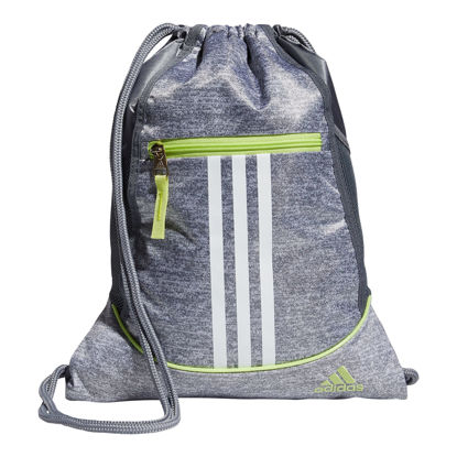 Picture of adidas Alliance II Sackpack, Jersey Grey/Pulse Lime Green/White, One Size