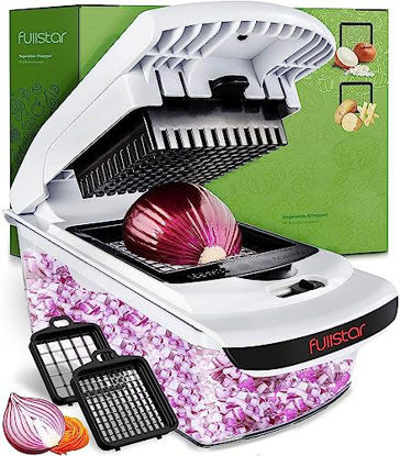 Picture of Fullstar Vegetable Chopper - Spiralizer Vegetable Slicer - Onion Chopper with Container - Pro Food Chopper -  Slicer Dicer Cutter - (2 in 1, White)