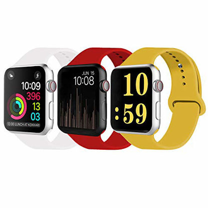 Picture of VATI Sport Band Compatible for Apple Watch Band 38mm 40mm, 3-Pack Soft Silicone Sport Strap Replacement Bands Compatible with 2019 Apple Watch Series 5, iWatch 4/3/2/1, 38MM 40MM S/M