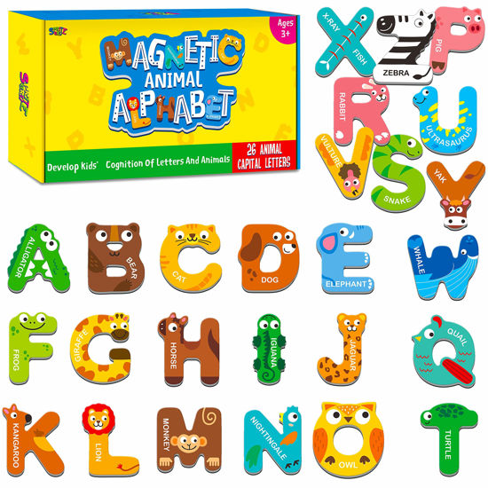 ABCaptain Refrigerator Animal Alphabet Magnets Magnetic Letters Toy, Large  ABC Uppercase Preschool Educational Spelling Fridge Game Gift for Kids