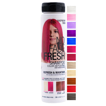 Picture of No Fade Fresh Hair Color Depositing Shampoo with BondHeal Bond Rebuilder - Maintain & Refresh Color, Temporary Hair Color Dye - Sulfate, Paraben, and Ammonia Free (Rasberry)