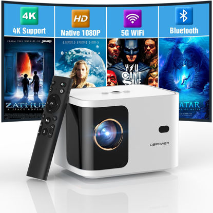 Picture of [Electric Focus] 5G WiFi Mini Bluetooth Projector 4K Support, 300 ANSI HD 1080P Portable Video Projector, ±40° Vertical Keystone|Zoom|Timer, DBPOWER Smartphone Projector Outdoor Movie for PC/TV(White)