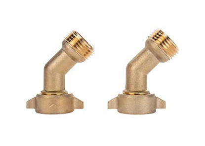 Picture of Camco 45 Degree Hose Elbow | Eliminates Stress and Strain On RV Water Intake Hose Fittings |Solid Brass | 2-Pack (22607)