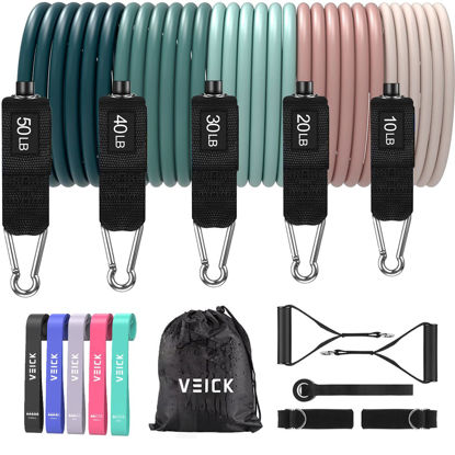 Picture of VEICK Resistance Bands for Working Out, Exercise Bands, Workout Bands, Resistance Bands Set with Handles for Men Women, Weights for Strength Training Equipment at Home