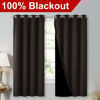 Picture of NICETOWN Complete 100% Blackout Curtains, Thermal Insulated & Energy Efficiency Window Draperies with Black Liner, Noise Reducing Short Curtains for Kids Room (Brown, 52-inch W by 63-inch L, 2 Panels)
