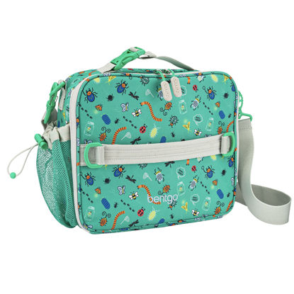 Picture of Bentgo® Kids Lunch Bag - Durable, Double Insulated, Water-Resistant Fabric, Interior & Exterior Zippered Pockets, Water Bottle Holder - Ideal for Children 3+ (Bug Buddies)