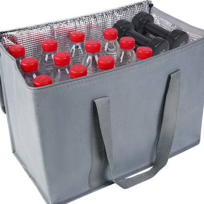 Picture of 2 pk Insulated Car Organizer - Collapsible, Multi-Compartment Automotive SUV Trunk Organizer for Storage w/Adjustable Straps - Truck & Car Accessories for Women and Men Grey, gyay