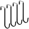 Picture of FYY Over The Door Hooks, 4 Pack Upgraded Long Door Hangers Hooks with Rubber Prevent Scratches Heavy Duty Organizer Hooks for Hanging Clothes, Towels, Hats, Coats, Bags Black