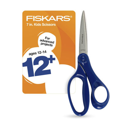Picture of Fiskars 7" Student Scissors for Kids 12-14 - Scissors for School or Crafting - Back to School Supplies - Blue
