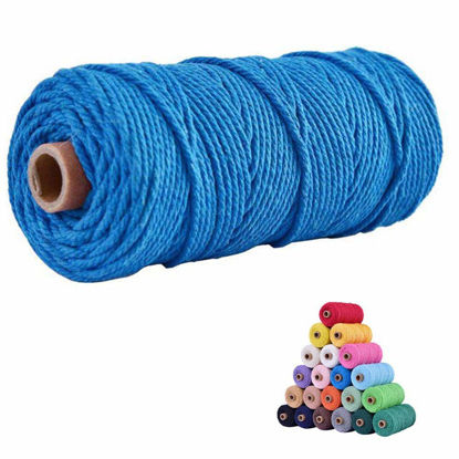 Picture of flipped 100% Natural Macrame Cotton Cord,3mm x109 Yard Twine String Cord Colored Cotton Rope Craft Cord for DIY Crafts Knitting Plant Hangers Christmas Wedding Décor (Lake Blue, 3mm*109yards)