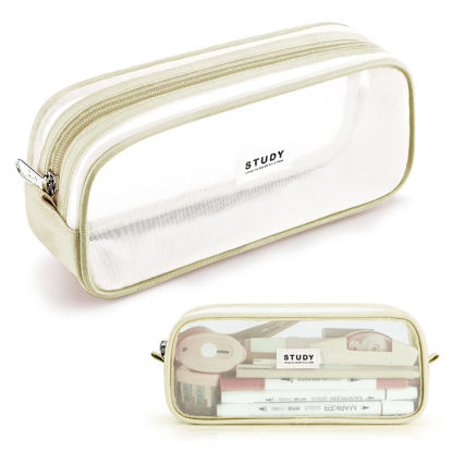 Picture of KALIDI Grid Mesh Pencil Case Pen Bag Clear Case Marker Pouch Multifonction Organizer Box Transparent case Makeup Bag Office College School Gift for adults Teen Girl Boy