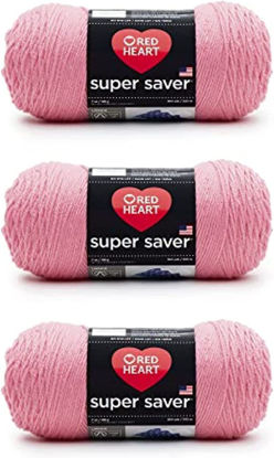 Picture of Red Heart Super Saver Perfect Pink Yarn - 3 Pack of 198g/7oz - Acrylic - 4 Medium (Worsted) - 364 Yards - Knitting/Crochet