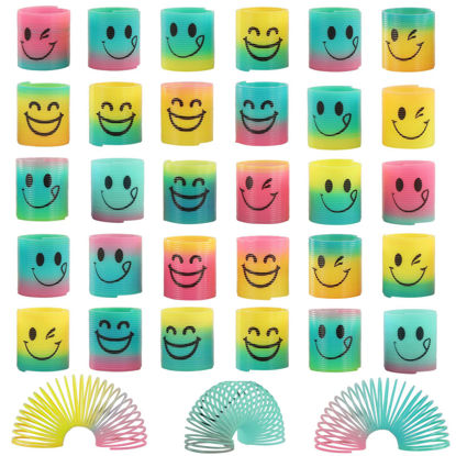 Picture of 30 Pack Spring Rainbow Magic Fidget Stress Coil Mini Springs Bulk Toys For Party Favor Carnival Prize Birthday Goodie Bag Stuffers For Kids Boys Girls