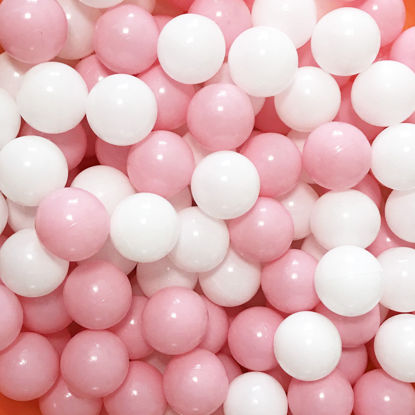 Picture of MoonxHome Ball Pit Balls Crush Proof Plastic Children's Toy Balls Macaron Ocean Balls 2.15 Inch Pack of 100 White Pink