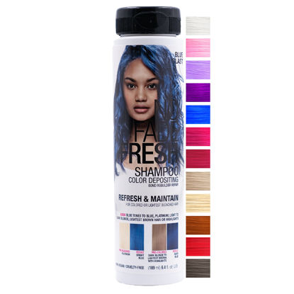 Picture of No Fade Fresh Hair Color Depositing Shampoo with BondHeal Bond Rebuilder - Maintain & Refresh Color, Temporary Hair Color Dye - Sulfate, Paraben, and Ammonia Free (Blue)