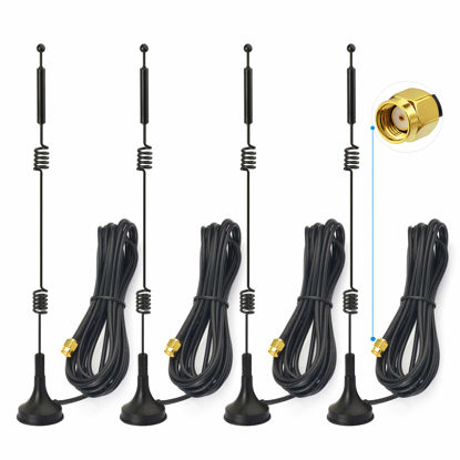 Picture of Bingfu Dual Band WiFi 2.4GHz 5GHz 5.8GHz 9dBi Magnetic Base MIMO RP-SMA Male Antenna 4-Pack for WiFi Router Wireless Network Card USB Adapter Security IP Camera