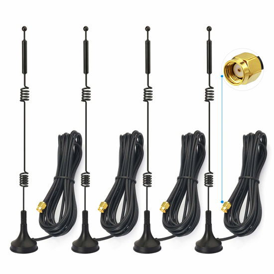 Picture of Bingfu Dual Band WiFi 2.4GHz 5GHz 5.8GHz 9dBi Magnetic Base MIMO RP-SMA Male Antenna 4-Pack for WiFi Router Wireless Network Card USB Adapter Security IP Camera