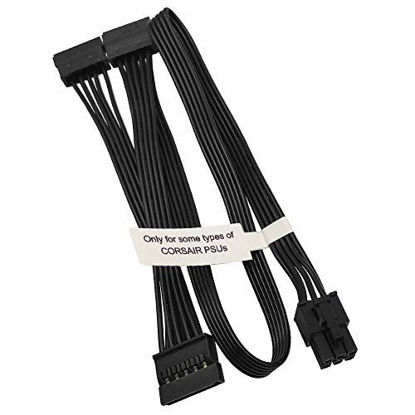 Picture of COMeap 6 Pin to 3X 15 Pin SATA Hard Drive Power Adapter Cable for Some Types of Corsair Modular PSUs 20-in(50cm)