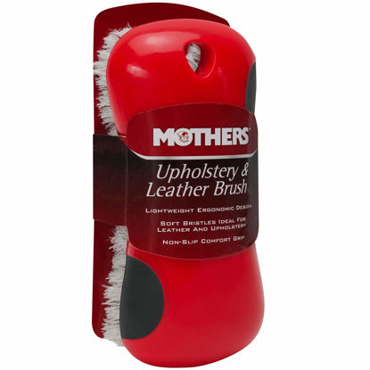 Picture of Mothers Soft Bristle Leather and Upholstery Car Cleaning Scrub Brush for Automotive, Home, Couch, Stain Remover, Red