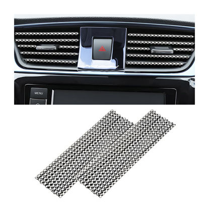 Picture of 8sanlione 20PCS Car Air Conditioner Decoration Strip, DIY Air Vent Outlet Trim Strip Bendable Car Interior Accessories, Car Molding Strip for Most Air Vent Outlet (White/Lattice)