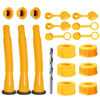 Picture of Gas Can Spout Replacement,Gas Can Nozzle,(3 Kit-Yellow) with 6 Screw Collar Caps(3 Coarse Thread &3 Fine Thread-Fits Most of The Cans) with Gas Can Vent Caps,Thick Rubber pad,Spout Cover,Base Caps