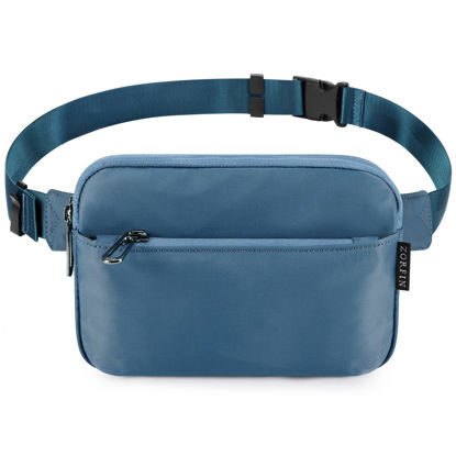 Picture of ZORFIN Fanny Packs for Women Men, Crossbody Fanny Pack, Belt Bag with Adjustable Strap, Fashion Waist Pack for Outdoors/Workout/Traveling/Casual/Running/Hiking/Cycling (Grey Blue, Gray Zipper)