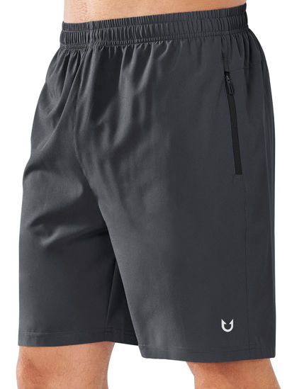 Picture of NORTHYARD Men's Athletic Hiking Shorts Quick Dry Workout Shorts 7"/ 9"/ 5" Lightweight Sports Gym Running Shorts Basketball Exercise Darkgrey-Basic S
