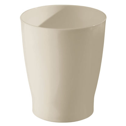 Picture of mDesign Round Plastic Bathroom Garbage Can, 1.25 Gallon Wastebasket, Garbage Bin, Trash Can for Bathroom, Bedroom, and Kids Room - Small Bathroom Trash Can - Fyfe Collection - Taupe/Tan