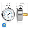 Picture of MEANLIN MEASURE 0~15Psi Stainless Steel 1/4" NPT 2.5" FACE DIAL Liquid Filled Pressure Gauge WOG Water Oil Gas Center Back Mount
