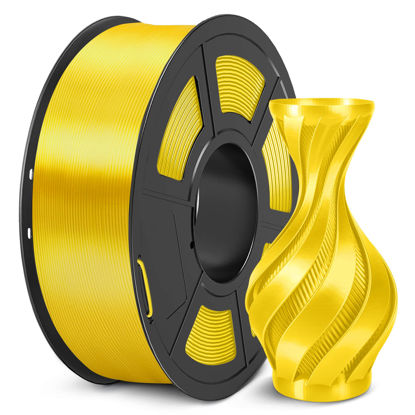 Picture of 3D Printer Silk Filament, SUNLU Shiny Silk PLA Filament 1.75mm, Smooth Silky Surface, Great Easy to Print for 3D Printers, Dimensional Accuracy +/- 0.02mm, Silk Yellow 1KG