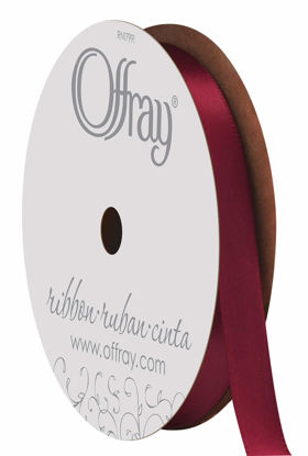 Picture of Berwick Offray 072639 3/8" Wide Single Face Satin Ribbon, Wine Red, 6 Yds