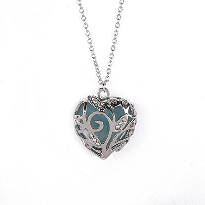 Picture of Glow in Dark Women Necklace Hollow Out Heart Crystal Pendant Luminous Necklace (Blue-NISFR0SSI)