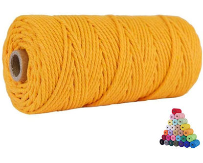 Picture of flipped 100% Natural Macrame Cotton Cord,3mm x109 Yard Twine String Cord Colored Cotton Rope Craft Cord for DIY Crafts Knitting Plant Hangers Christmas Wedding Décor (Golden Yellow, 3mm*109yards)