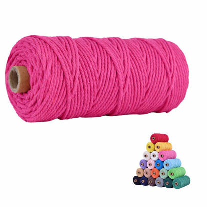 Picture of flipped 100% Natural Macrame Cotton Cord,3mm x109 Yard Twine String Cord Colored Cotton Rope Craft Cord for DIY Crafts Knitting Plant Hangers Christmas Wedding Décor (Rose red, 3mm*109yards)