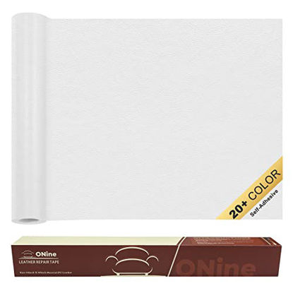 Picture of ONine Leather Repair Tape, Leather Repair Patch, 16 x 60 Inch Self-Adhesive Couch Patch, Waterproof, Wear-Resisting, for Furniture, Drivers Seat, Sofas, Car Seats (Pearl White)
