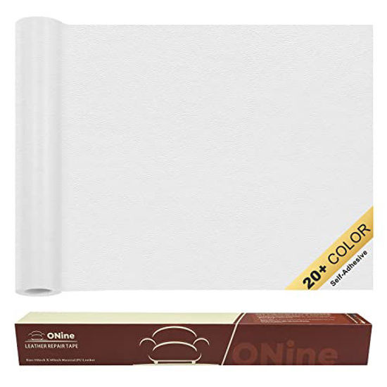 Picture of ONine Leather Repair Tape, Leather Repair Patch, 16 x 60 Inch Self-Adhesive Couch Patch, Waterproof, Wear-Resisting, for Furniture, Drivers Seat, Sofas, Car Seats (Pearl White)