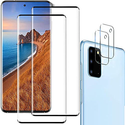 Picture of [2+2 Pack]Compatible for Samsung Galaxy S20 Screen Protector, HD Clear Tempered Glass, Ultrasonic Fingerprint Support, 3D Curved, Scratch Resistant, Bubble-Free for Galaxy S20 5G Glass Screen Protector