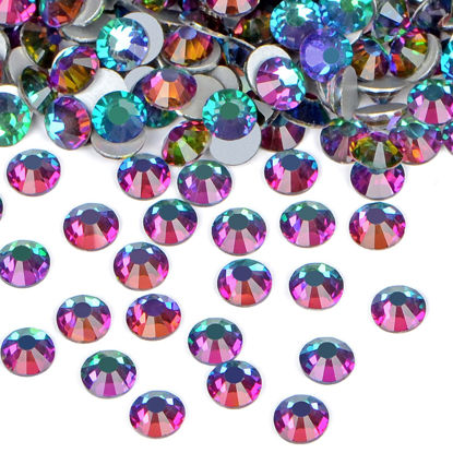 Picture of 1440PCS Art Nail Rhinestones non Hotfix Glue Fix Round Crystals Glass Flatback for DIY Jewelry Making with one Picking Pen (ss20 1440pcs, Green Volcanic)