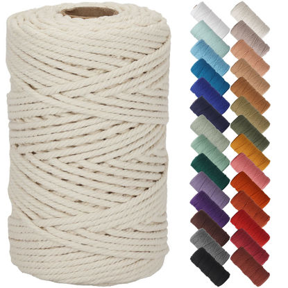 Picture of NOANTA Beige Macrame Cord 5mm x 109yards, Colored Macrame Rope Cotton Rope Macrame Yarn, Colorful Cotton Craft Cord for Wall Hanging, Plant Hangers, Crafts, Knitting