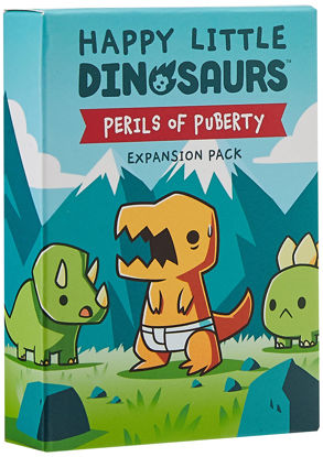 Picture of Unstable Games - Happy Little Dinosaurs: Perils of Puberty Expansion - Cute card game for kids, teens, & adults - Dodge life’s disasters! - 2-4 players, Ages 8+ - Great for Game Night