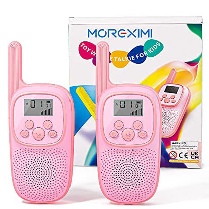 Picture of MOREXIMI Kids Walkie Talkies 2 Pack,Rechargeable,Long Range,Outdoor Educational Toys for 3 4 5 6 7 8 9 10 11 12 Years Old Boys Girls,Birthday (Pink)