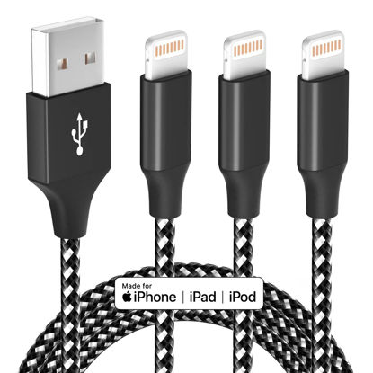Picture of [Apple MFi Certified] iPhone Charger Fast Charging 3 Pack 10 FT Lightning Cable Nylon Braided Long iPhone Charger Cord Compatible with iPhone 13 12 11 Pro Max XR XS X 8 7 6 Plus SE iPad and More