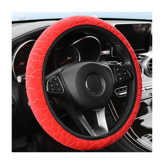 GetUSCart- Car Steering Wheel Cover, 15 Soft Velvet Breathable Elastic  Stretch Without Inner Ring, Short Faux Car Accessories Steering Wheel  Protector for Women Men (FJJ-Red)
