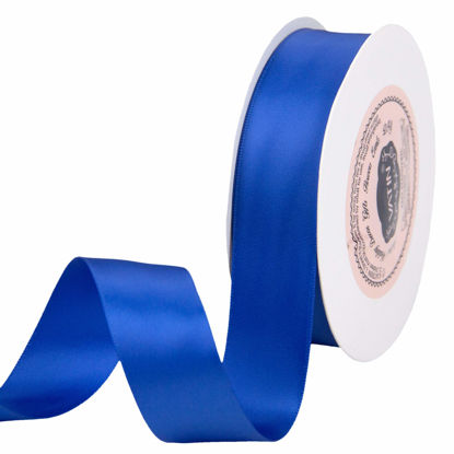 Picture of VATIN 1 inch Double Faced Polyester Satin Ribbon Royal Blue/Sapphire Blue - 25 Yard Spool, Perfect for Wedding, Wreath, Baby Shower,Packing and Other Projects.