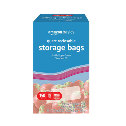 Picture of Amazon Basics Quart Food Storage Bags, 150 Count (Previously Solimo)