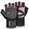 Picture of ihuan Ventilated Weight Lifting Gym Workout Gloves with Wrist Wrap Support for Men & Women, Full Palm Protection, for Weightlifting, Training, Fitness, Hanging, Pull ups